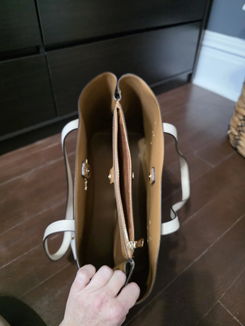 Coach Signature Canvas Tote in Brown with White Straps